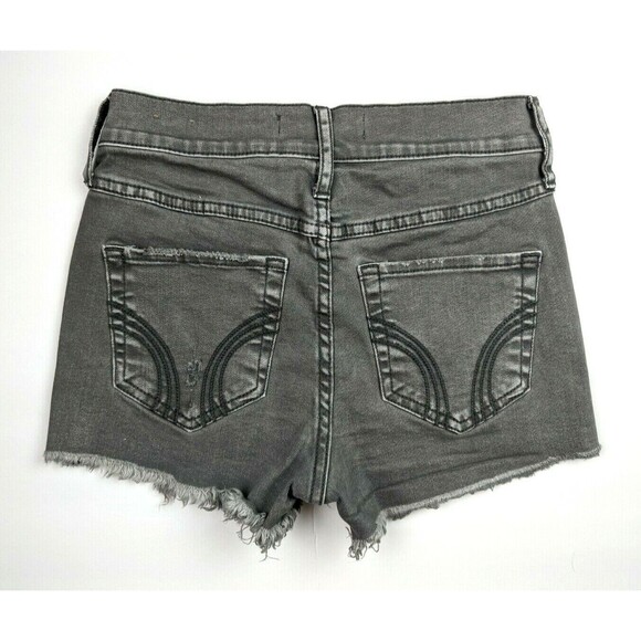 Hollister Jean Shorts  Women's Size 0 / w24  Gray Denim Cut-Off High Rise Shorts - Picture 2 of 7